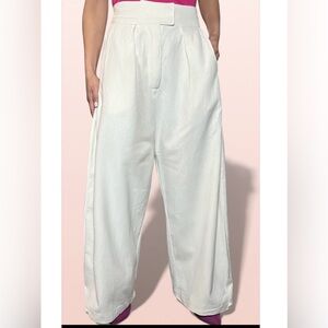 Free People Cream Wide-Leg Jeans Dress